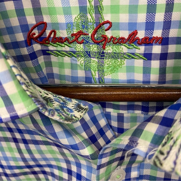 Robert Graham Plaid Shirt Flip Cuff Long Sleeve Mens Size 2XL - Picture 3 of 14